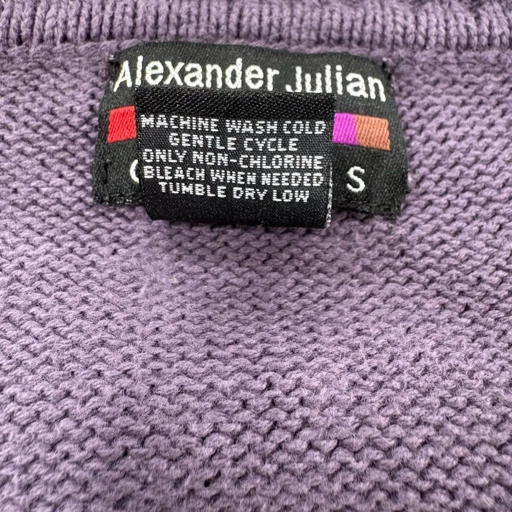 Alexander Julian COLORS Purple Preppy Retro 100% Cotton Argyle Sweater Mens XXL